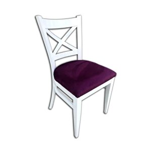 Sandalye 138440 Çapraz Model Kayın Retro Ayak Babyfac Kumaş Döşeme Beyaz El Yapım
