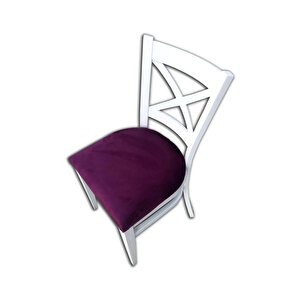 Sandalye 138440 Çapraz Model Kayın Retro Ayak Babyfac Kumaş Döşeme Beyaz El Yapım