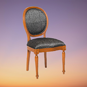 Sandalye 13555 Madalyon Kayın Retro Ayak Ceviz Natüre Kumlu Örgü Kumaş El Yapım