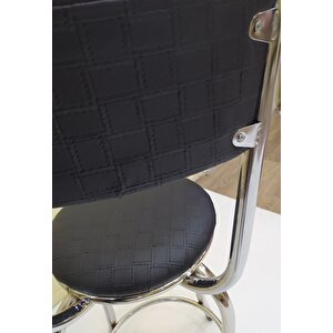 Sandalye 12760 Bar Tipi Yüksek Model 4ad Si̇yah Sunideri Döşem Metal Çelik Nikelaj