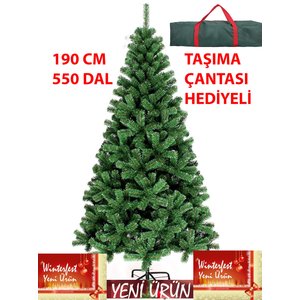 Yılbaşı Çam Ağacı 190 Cm Gerçek Görsel 600 Dal Demir Ayak Demir Gövdeli Taşıma Çantası Hediyeli