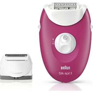 Silk-épil 3 3410 Epilatör Ahududu Pembe - 2 Ek Parçalı Kablolu Epilatör / Epilasyon