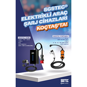 Sgstec Home 7,4kw -11kw -  22kw Type2 32a 5mt Kablolu Taşınabilir Elektrikli Araç Şarj Cihazı