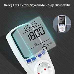 Dijital Wattmetre Enerji Tüketim Sarfiyat Ölçer - 230v 16a 3680w