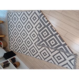 Kilim Çift Taraflı Dokuma Kilim Modern Seri Gri-beyaz