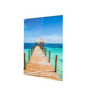 Cancun'da Güzel Manzara Meksika Cam Tablo | Hediyelik, Dekoratif, Ofis, Mutfak 60x70 cm