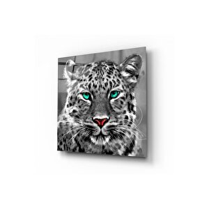 Leopar Cam Tablo | Hediyelik, Dekoratif, Ofis, Mutfak 30x30 cm