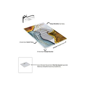 Hediyelik,dekoratif- Soyut Gold Cam Tablo