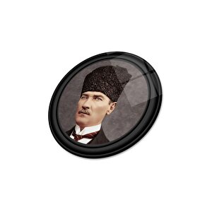 Atatürk Yuvarlak Cam Tablo | Hediyelik, Dekoratif, Ofis, Mutfak 30x30 cm