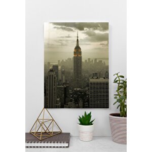 Empire State Binası Cam Tablo | Hediyelik, Dekoratif, Ofis, Mutfak 60x35 cm