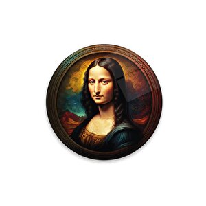 Mona Lisa Yuvarlak Cam Tablo | Hediyelik, Dekoratif, Ofis, Mutfak 80x80 cm