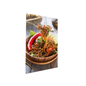 Mie Goreng, Endonezya Yemeği Cam Tablo | Hediyelik, Dekoratif, Ofis, Mutfak 30x45 cm