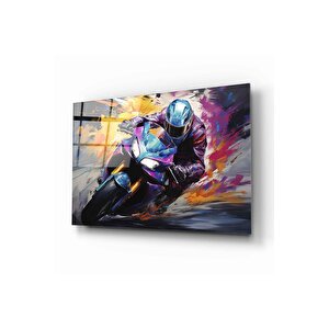 Motorcu Cam Tablo | Hediyelik, Dekoratif, Ofis, Mutfak 50x70 cm