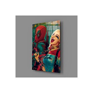 Harley Quinn Ve Deadpool Cam Tablo | Hediyelik, Dekoratif, Ofis, Mutfak 25x35 cm