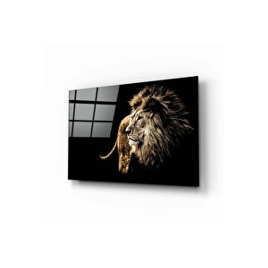 Aslan Cam Tablo No:4029 | Hediyelik, Dekoratif, Ofis, Mutfak 50x70 cm