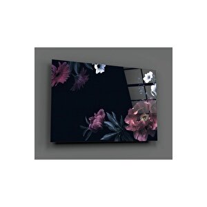 Floral Desen Cam Tablo | Hediyelik, Dekoratif, Ofis, Mutfak 80x130 cm