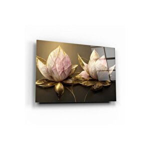 Lotus Çiçek Cam Tablo | Hediyelik, Dekoratif, Ofis, Mutfak 30x45 cm