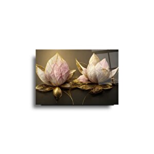 Lotus Çiçek Cam Tablo | Hediyelik, Dekoratif, Ofis, Mutfak 80x130 cm