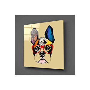 Bulldog Köpek Cam Tablo No:2043 | Hediyelik, Dekoratif, Ofis, Mutfak 30x30 cm