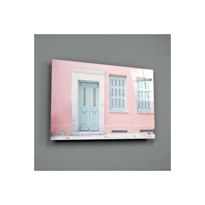 Pembe Ev Cam Tablo | Hediyelik, Dekoratif, Ofis, Mutfak 25x35 cm