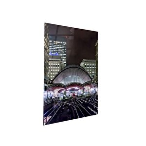 Canary Wharf, Hafif Tren İstasyonu Cam Tablo | Hediyelik, Dekoratif, Ofis, Mutfak 30x45 cm