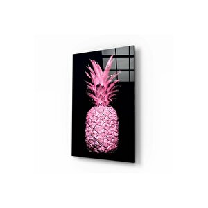 Pembe Ananas Cam Tablo | Hediyelik, Dekoratif, Ofis, Mutfak 80x130 cm