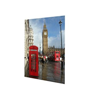 Londra Saat Kulesi Ve Telefon Kulübesi | Hediyelik, Dekoratif, Ofis, Mutfak 25x35 cm