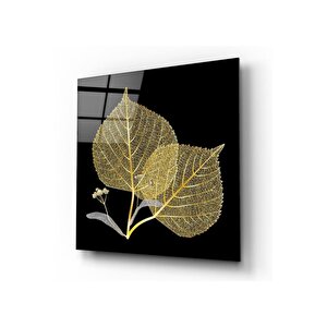 Gold Yaprak Cam Tablo | Hediyelik, Dekoratif, Ofis, Mutfak 40x40 cm