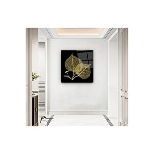 Gold Yaprak Cam Tablo | Hediyelik, Dekoratif, Ofis, Mutfak 80x80 cm