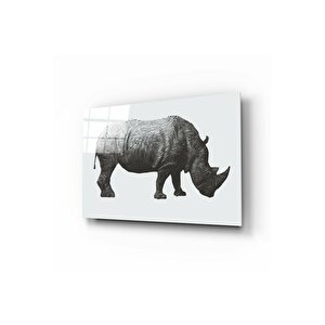 Gergedan Rhino Cam Tablo | Hediyelik, Dekoratif, Ofis, Mutfak 50x70 cm