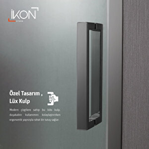 Dikdörtgen Siyah Füme Buzlu Cam Duşakabin