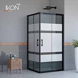 Dikdörtgen Siyah Füme Buzlu Cam Duşakabin 70x140 cm