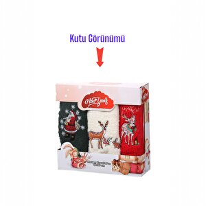 Hediyelik Ve Günlük 3'lü Havlu 30x50 Haki/kırmızı/beyaz %100 Pamuk