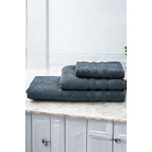 Jakarlı  3'lü Banyo Set Havlu Takım.