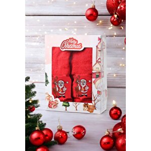Mixcotton Home  Yılbaşı Hediyelik Ve Günlük 2'li Havlu Seti -70x140- 50x90 Cm %100 Pamuk