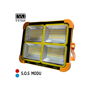 Maxled 200w Taşınabilir Solar Led Projektör / 3 Mod Renk  Powerbank Özellikli