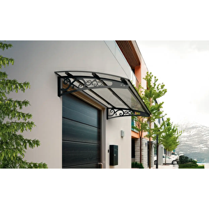 Metal Taşıyıcılı Kapı Üstü Pratik Sundurma Antrasit - Şeffaf Levha 200 X 200 Md2
