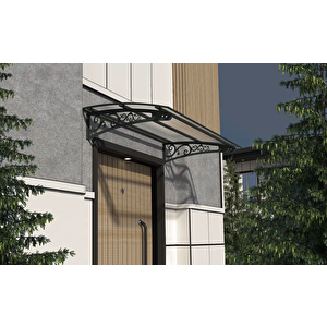 Metal Taşıyıcılı Kapı Üstü Pratik Sundurma Antrasit - Şeffaf Levha 200 X 200 Md2
