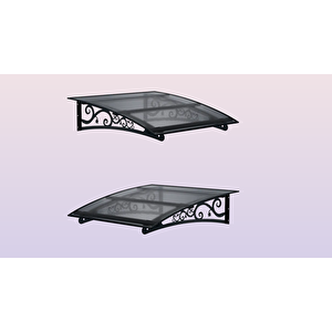 Metal Taşıyıcılı Kapı Üstü Pratik Sundurma Antrasit - Şeffaf Levha 200 X 200 Md2