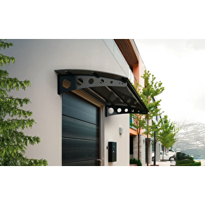Metal Taşıyıcılı Kapı Üstü Pratik Sundurma Antrasit - Siyah Levha 200 X 200 Md1