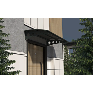 Metal Taşıyıcılı Kapı Üstü Pratik Sundurma Antrasit - Siyah Levha 200 X 200 Md1