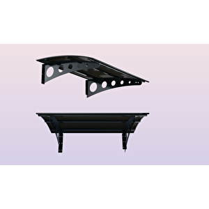 Metal Taşıyıcılı Kapı Üstü Pratik Sundurma Antrasit - Siyah Levha 200 X 200 Md1