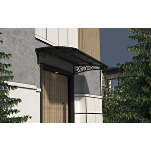 Metal Taşıyıcılı Kapı Üstü Pratik Sundurma Antrasit - Siyah Levha 200 X 200 Md2