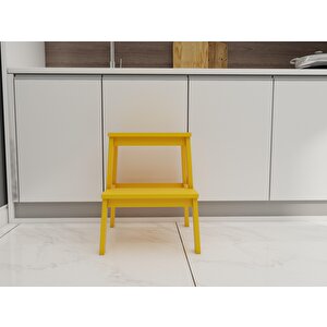Basamaklı Ahşap Tabure Sarı Renk