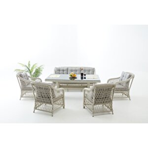 Rolex Rattan Bahçe Balkon Oturma Grubu (3+1+1+1+1+masa)