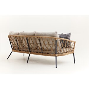 Maçka Bahçe Balkon  Oturma Grubu (3+1+1+masa) (krem Rengi Minder)