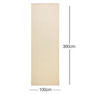 Yıkanabilir Jüt Görünümlü Krem Renk Hasır Desenli Halı Kilim 100 X 300 Cm