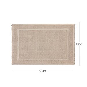 Yıkanabilir Pamuklu Bej Renk Banyo Paspası 60 X 90 Cm