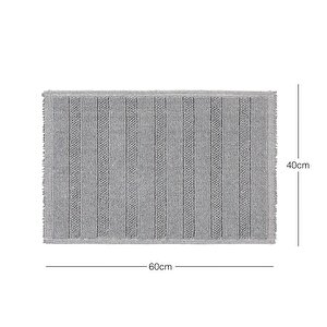 Yıkanabilir Pamuklu Gri Renk Çizgi Desen Banyo Paspası 40 X 60 Cm