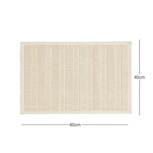 Yıkanabilir Pamuklu Ekru Renk Çizgi Desen Banyo Paspası 40 X 60 Cm